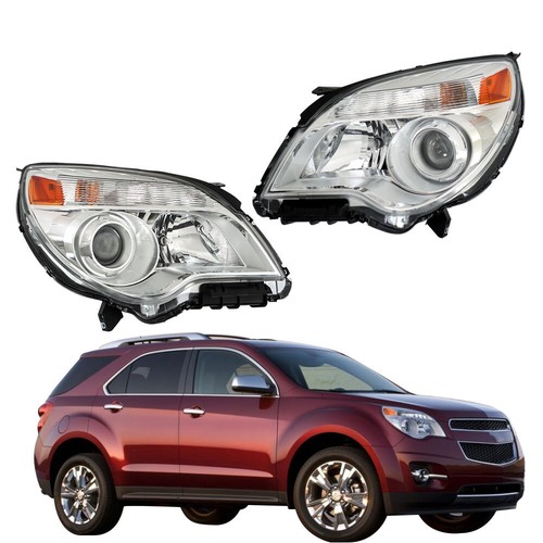 Left+Right Side Chrome Halogen Headlights Assembly For Chevy Equinox 2011-2015 - Picture 12 of 12