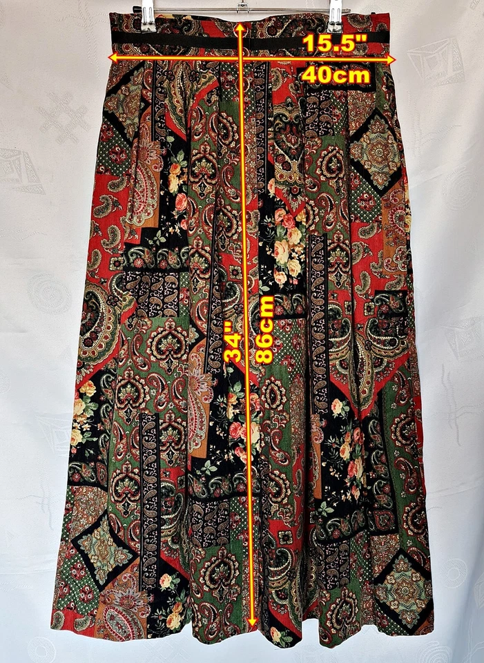 FALDA VINTAGE TRACHTEN OKTOBERFEST DIRNDL TIROL ALGODÓN GEOMÉTRICO MUJER: US14/EU42 Foto 2 de 4