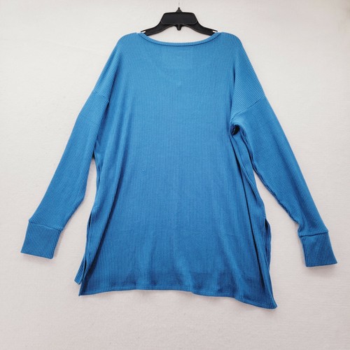 American Eagle Womens S Blue Soft V-Neck Ribbed Knit Long Sleeve Tunic Relaxed - Picture 3 of 10