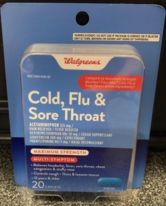 Walgreens Cold Flu Sore Throat Max Strength Acetaminophen 20 Caps Ebay