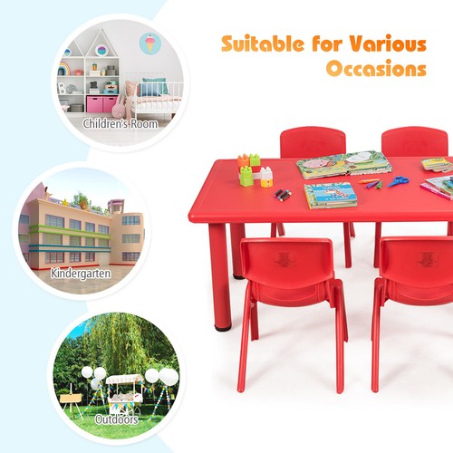 Costway Kids Plastic Rectangular Learn Play Table Playroom Kindergarten Home Red - Picture 9 of 12