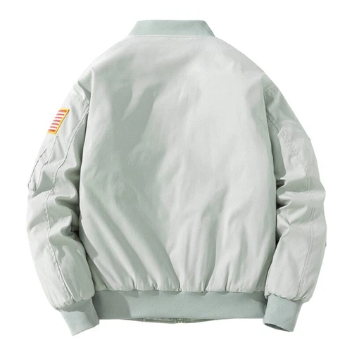 Men Winter Flight Jacket NASA Style Bomber Coats Ma1 Pilot Army Jacket Outwear - Picture 4 of 26