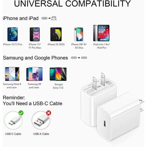 Wholesale 20W PD USB-C Power Adapter Fast Wall Charger For Apple iPhone 13 12 11 - Picture 9 of 11