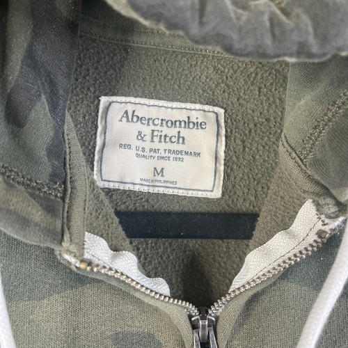 Abercrombie Fitch Hoodie Boys Medium Camouflage Full Zip Green Long Sleeve - Picture 7 of 17