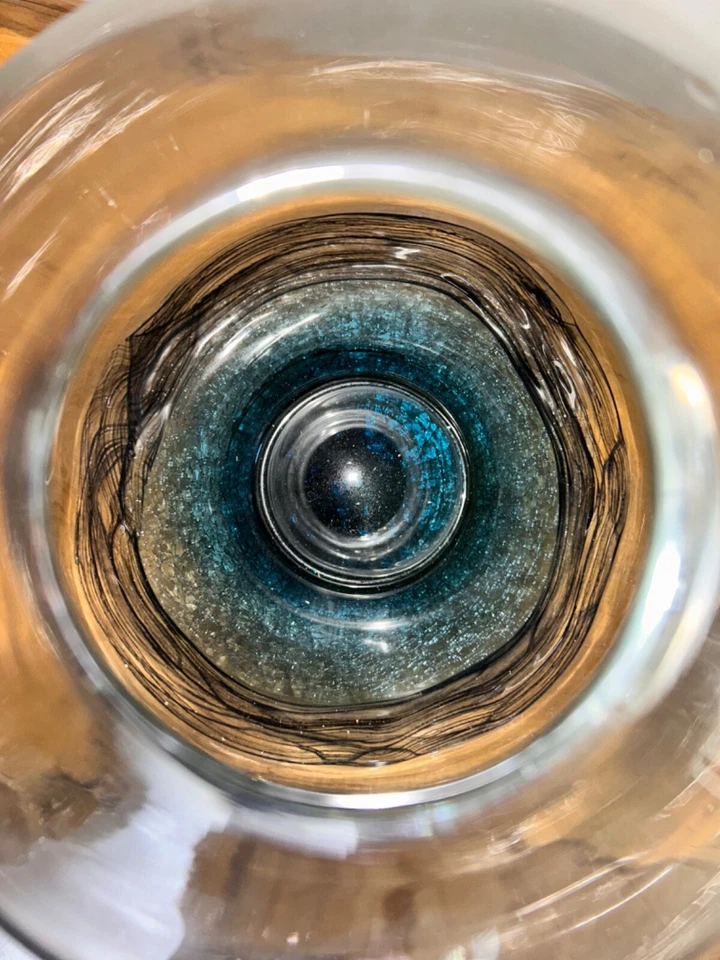 Jarrón negro roscado de cobre MCM Lg - vidrio artístico de Murano 11” aventurina soplado a mano Foto 4 de 4