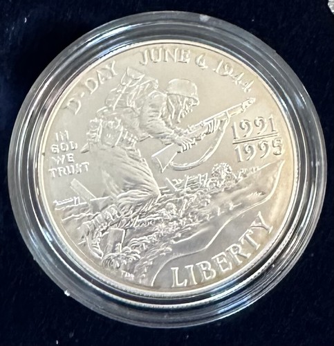 (1) 1991/95 World War II $1 Silver Dollar & Clad Half Proof 2 Coin Set w/Box&COA - Picture 4 of 7