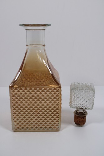 JARRA DE LICOR de vidrio de carnaval caléndula Old Forester Diamond Hobnail con tapón - Imagen 9 de 12