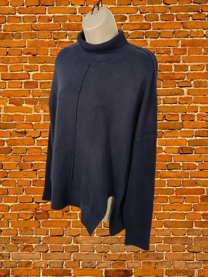 CONEXIÓN FRANCESA PEQUEÑO JERSEY AZUL MARINO HOMBRO CAÍDO OVERSIZE MUJER TEJIDO Foto 2 de 4