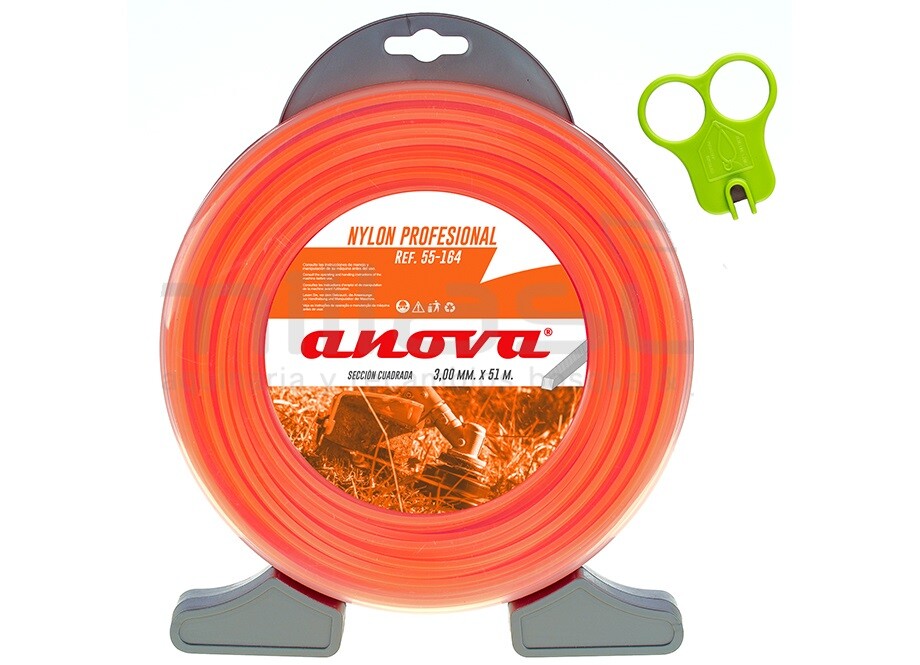 Anova Nylon profesional cuadrado naranja con dispensador 3mm x 51 mt