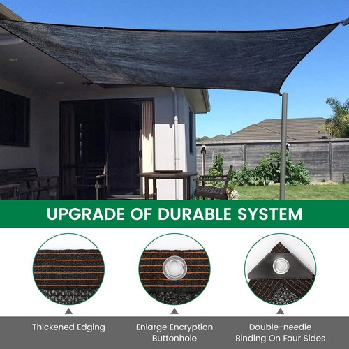70% 20 X 30 FT Black Shade Cloth,Outdoor Sunblock Shade Cloth with Grommets - Picture 4 of 7