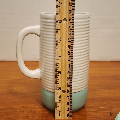 Taza de Viaje Ello Jane Cerámica Con Tapa Deslizante Aqua 18 Onzas Acanalada - Usada en Excelente Condición - Imagen 9 de 10