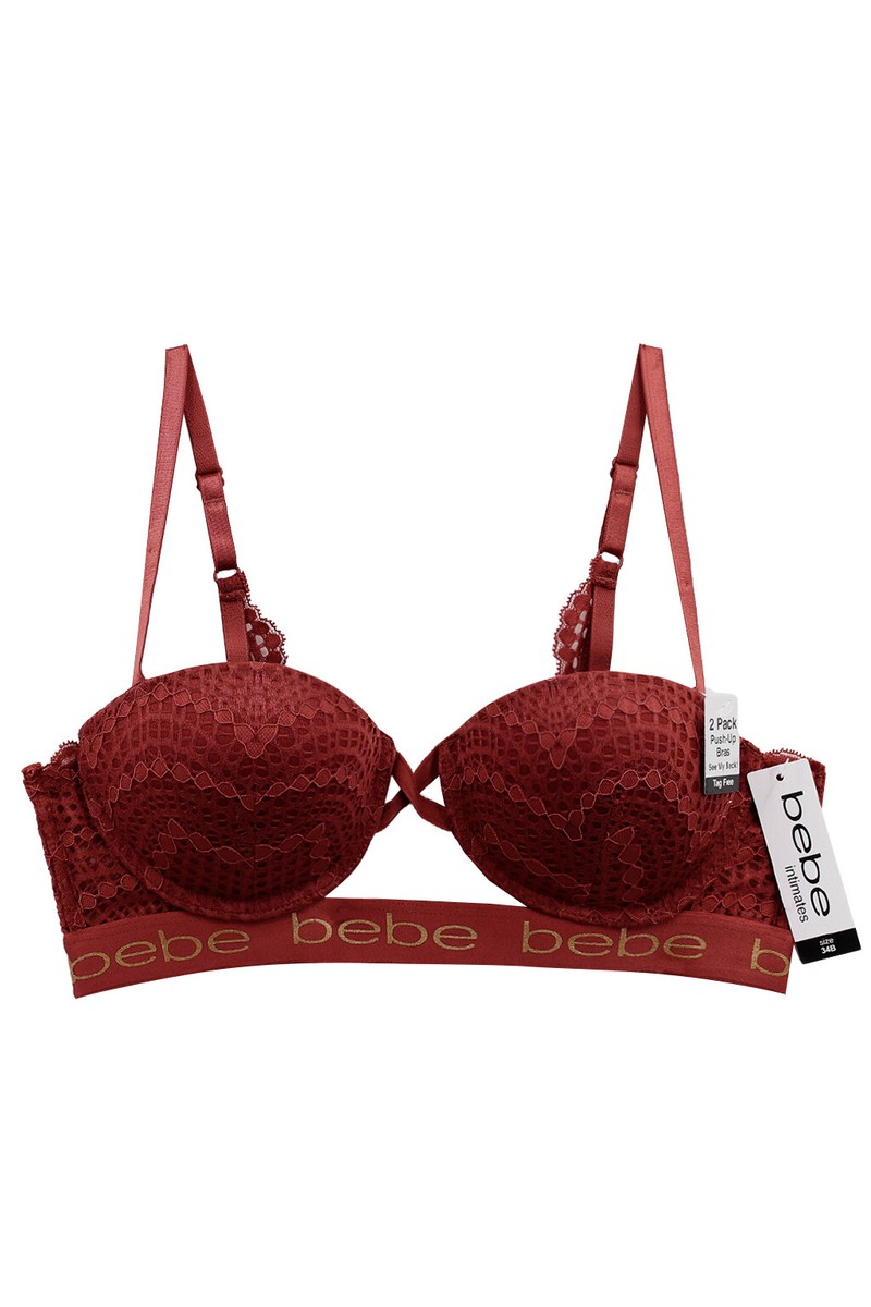 ビブラ  bebra 2 Pack Amber Black bebe Sexy Push Up Underwire Bra Padded