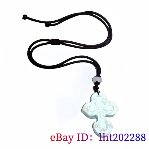 Collar Colgante Cruz Jade Real Natural Dije Tallado Joyería Talismanes Regalo - Imagen 6 de 11