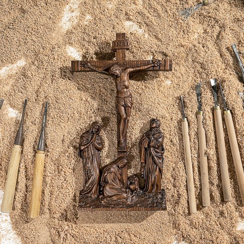 BGCOPPER Standing Crucifix Wall Cross INRI Jesus Cross for Wall Handmade Wood... - Picture 6 of 7