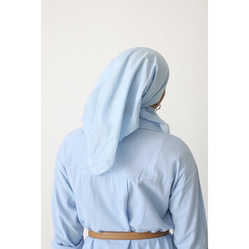Cotton Square Scarf, Baby Blue, 28" Tichel Bandana Head Cover, Hair Kerchief - Picture 6 of 6