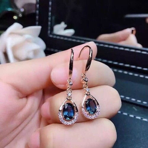 2Ct Oval Cut Lab Created Alexandrite Drop/Dangle Earrings 14K Rose Gold Plated - Picture 4 of 5