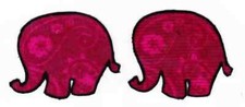 jungle elephant fabric applique iron on red not embroidered 1 inch 2pc