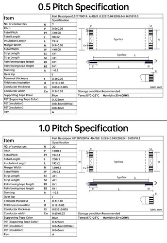 7 Pin FFC/FPC Flexible Flat Cable Ribbon Pitch 0.5mm AWM 20624 Length 50-3000mm - Picture 5 of 7
