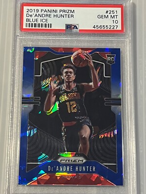 2019-20 Panini Prizm Deandre Hunter Blue Ice RC /99 PSA 10 Gem Mint #251 Hawks