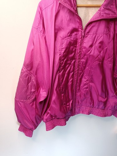 Vintage METRO ACTIVE Nylon Windbreaker Retro Zip Hot Pink Size Large Punk NWT - Picture 7 of 11