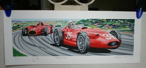 RANDY-OWENS-034-MOSS-039-MAS-034-STIRLING-MOSS-SIGNED-MASERATI-250F-LITHOGRAPH-1988