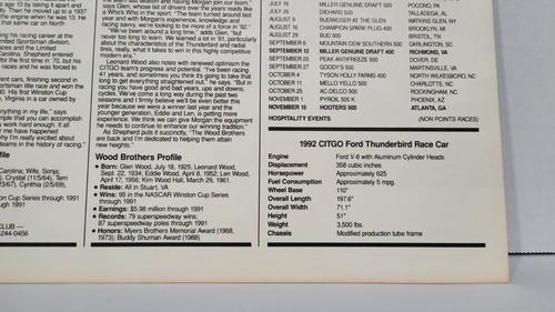 1992 Wood Brothers Racing Team Poster Card Citgo #21 (11 pezzi) - Foto 14 di 19