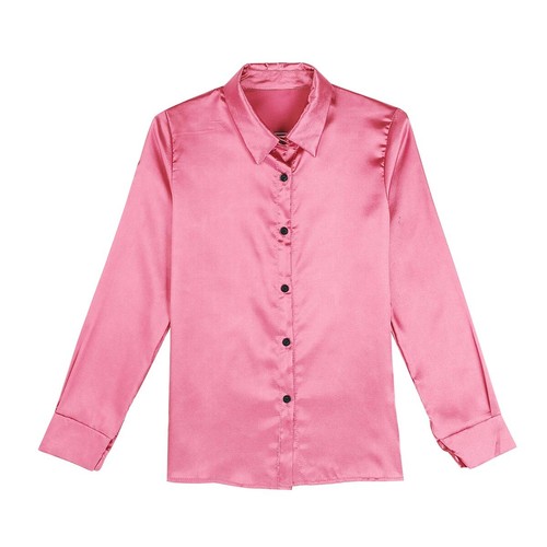 Damen Langarm Freizeit Satin Bluse Umlegekragen Button Down Shirts Oberteil - Bild 22 von 60