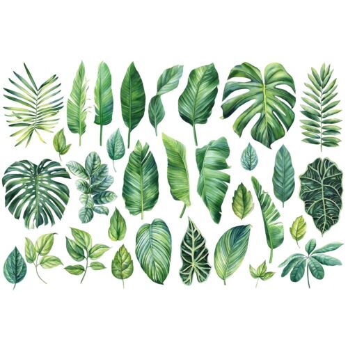 Watercolor Palm Leaf Wall Decal Botanical Monstera Banana Leaves Wall Sticker... - Picture 2 of 7