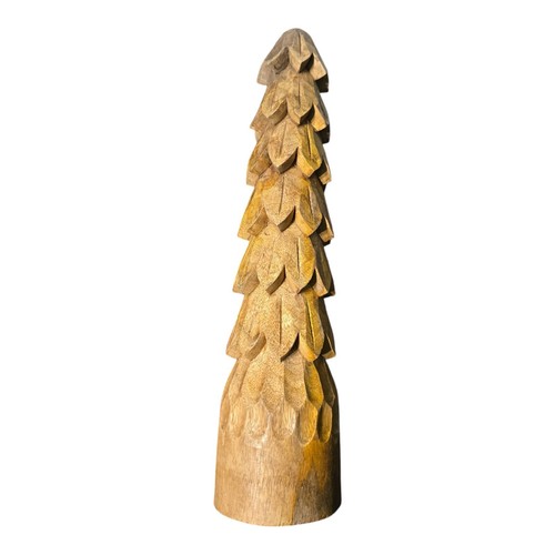 Mud Pie Christmas Wooden Carved Tree Sitter, Mango Wood, 15" x 3 1/2" Dia, Brown - Picture 3 of 7