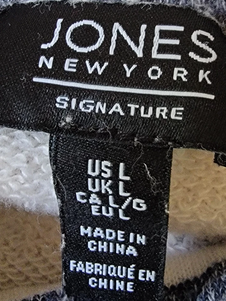 Camisa Blusa Jones New York Mujer Talla L Grande Azul Blanco Rayas Foto 2 de 4