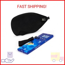 Contoured Cotton Sleep Mask   Light Blocking with Travel Case   Black