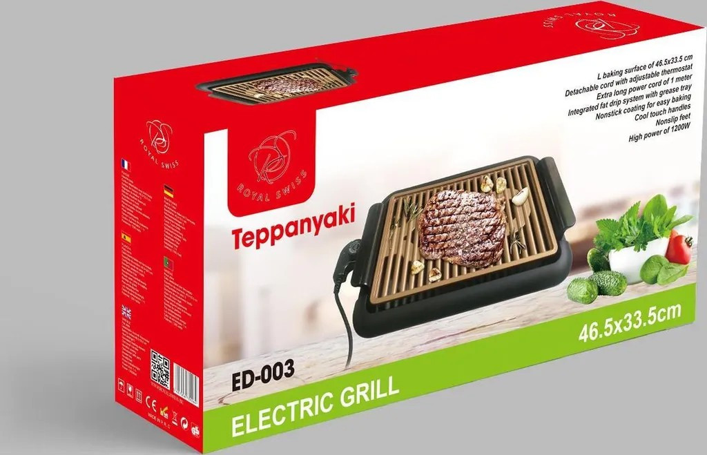Royal Swiss Health Grillplatte, Tischgrill elektrisch 1…