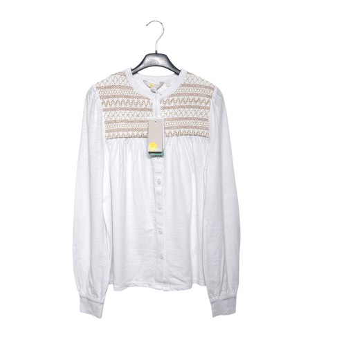 Boden White Button Through Smocked Yoke Embroidered Shirt - Size 10 NEW - Picture 8 of 12