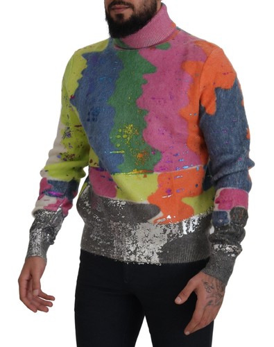 Dolce & Gabbana Multicolor Turtleneck Pullover Mohair Men's Sweater Authentic - Picture 5 of 5