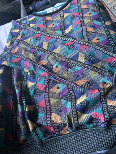 Vtg St Croix Knits Wool Cotton Sweater Men XL 3D Coogi Style Cosby Preppy Artsy - Picture 6 of 7