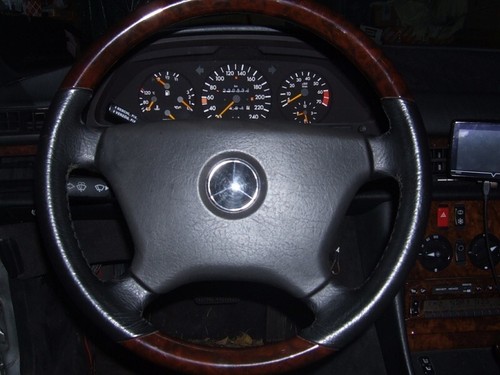 Volante de madera Mercedes W116 W123 W124 W201 W461 volante de cuero volante Sportline - Imagen 4 de 12