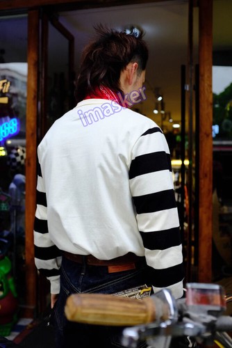 Camisetas de colección a rayas de manga larga para hombre Camisas retro de motocicleta de algodón informales - Imagen 20 de 28