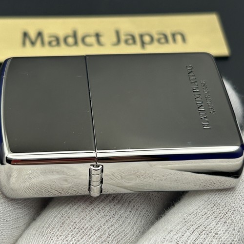 Zippo Armatura Custodia Titanio Platino Placcato Argento Logo Lato Accendino a Olio Nuovo - Foto 7 di 15
