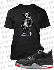 Mens Sport Tee Shirt Graphic Sneaker Tee To Match Shirt Jordan 4 Black Cat