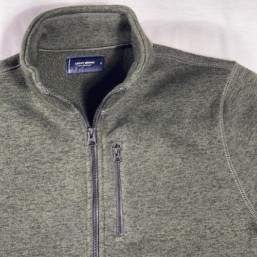 Lucky Brand heathered green Los Feliz fleece full zip mock neck jacket -size S - Picture 6 of 13