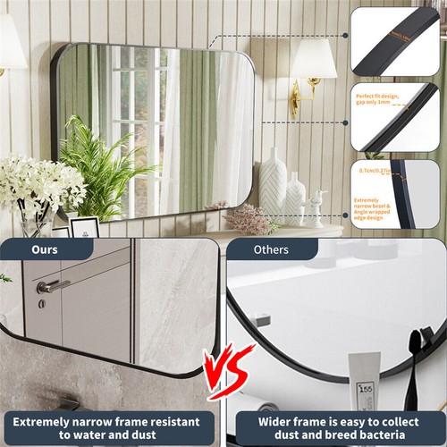 Extra Large Rectangle Bathroom Vanity Mirror Aluminum Frame Wall Mounted Mirror - Picture 20 of 22