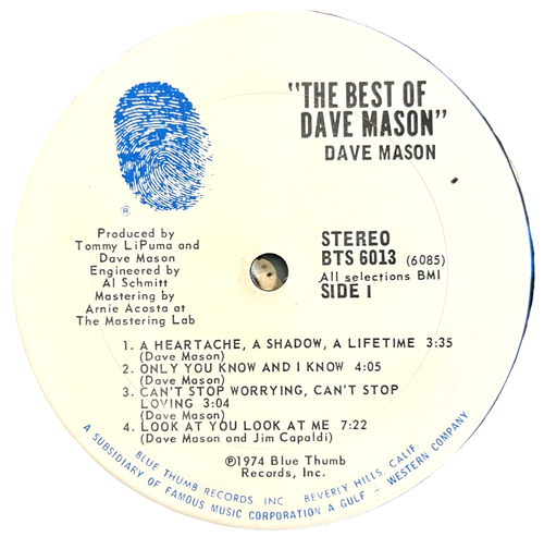 Dave Mason - The Best Of Dave Mason - Blue Thumb Records BTS 6013 Stereo - 12" - Picture 3 of 4