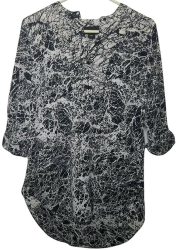 Nueva Blusa Túnica Para Mujer Pequeña Blanca y Negra Suelta Top Abstracto ATENCIÓN Marca - Imagen 1 de 7