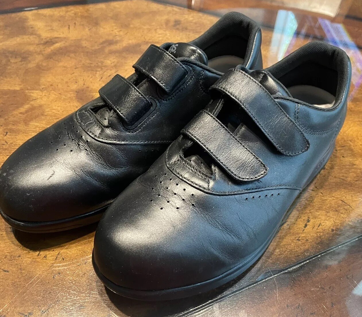 SAS Time ME Too Black Leather Comfort Shoes Womens Size WW