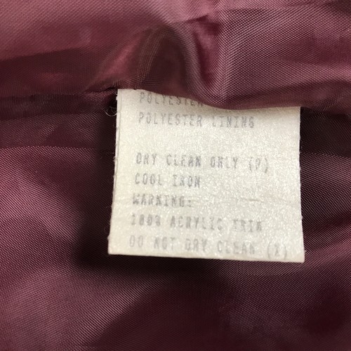 Johnny Dexter Jacket Burgundy Size 8 Long Line Single Button Lined Vintage 90s - Picture 11 of 13