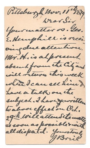 Sc UX5 Pittsburgh PA 1879 Fancy Cancel 4 Pane Angled Grids Killer Postal Card - Picture 3 of 3