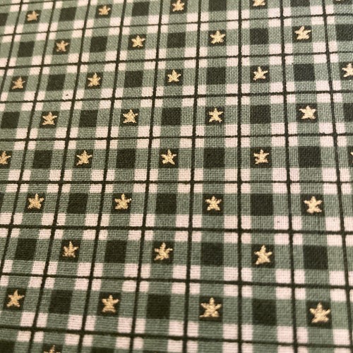 Concord Fabrics Tiny Green&White Checks With Gold Stars 3 Full Yards Cotton New - Picture 2 of 7