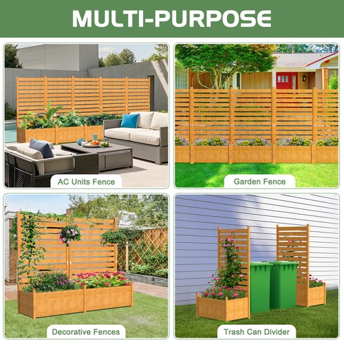Air Conditioner Fence Outdoor Wood Decorative Fences with Planter Box 41"Wx73"H - Picture 3 of 8