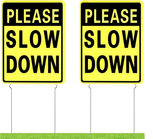 Please Slow down Yard Signs with Metal Stakes, 16 X 12 Inches/25 Inch High, 2 Pa - Picture 10 of 12