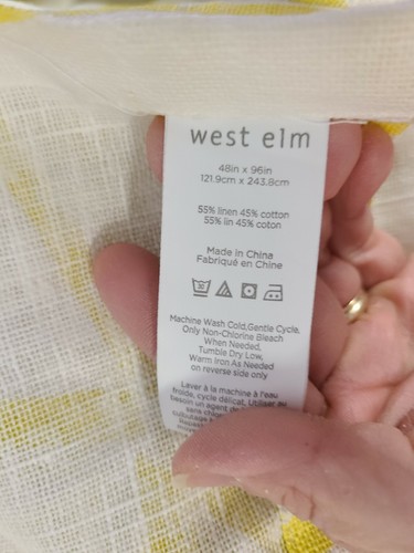 West Elm "Abstract Triangles - Sun Yellow" Linen/Cotton 48 X 96 - 2 Panels - Picture 6 of 6
